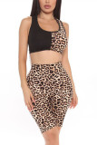 LeopardPrint Fashion Casual Printed Vest Shorts Set