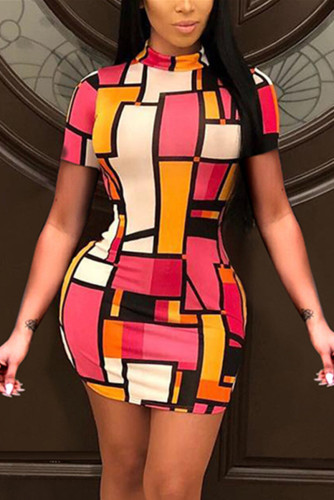 Red Fashion Sexy Print Short Sleeve Dress