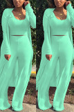 Green Fashion Casual Trousers Three-piece Set