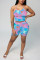 GreenBlue Sexy Fashion Print Sleeveless Top Shorts Set