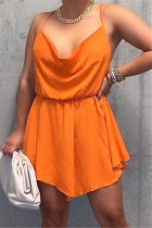 Orange Sexy Off Shoulder Backless Dress