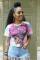 Pink O Neck Short Sleeve Character Tie Dye Tees & T-shirts