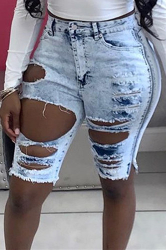 Light Blue Fashion Sexy Skinny Denim Shorts