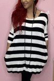 Red Fashion Sexy Striped Short Sleeve Dress