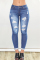 Dark Blue Fashion Casual Ripped Jeans