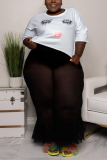 Black Sexy Fashion Semi-sheer Plus Size Pants