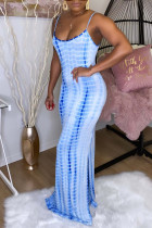 Blue Sexy Fashion Print Camisole Dress
