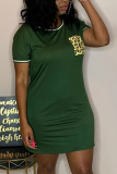 Green Fashion Short Sleeve Round Neck Dress