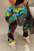 Green Fashion Casual Printed Sports Trousers