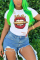 Black Fashion Casual Lips Printed T-shirt