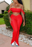 Wine Red Sexy Fashion Trousers Two Piece Set