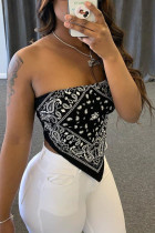 Black Sexy Fashion Print Sleeveless Top