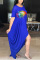 Blue Fashion Printing Loose Irregular Dress