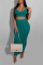 Green Sexy Fashion Sling Top Skirt Fitted Set