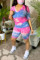 Pink Fashion Casual Printed Short Sleeve Sports Set