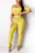 Yellow Sexy Off Shoulder Top Trousers Set (Without Belt)