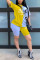 Yellow Fashion Casual Printed Short Sleeve Top Shorts Set