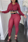 Wine Red Sexy Fashion Mesh Perspective Two-piece Set