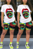 Colorful Fashion Casual Printed T-shirt Shorts Set
