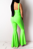 Green Sexy Fashion Sling Flared Pants Set