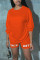 Orange Fashion Casual Letter Offset Printing Long Sleeve Two Piece Set