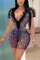 Rose Red Sexy Mesh Stitching Snake Print Set