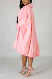 Pink Fashion Casual Long Sleeve Loose Dress