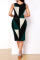 Burgundy Casual Geometric Print Split Joint V Neck One Step Skirt Dresses