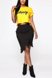 Black Sexy Fashion Ripped Denim Bag Hip Skirt