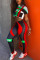 Red Fashion Sports Print Skinny Two-piece Set