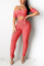WatermelonRed Sexy Off Shoulder Top Trousers Set (Without Belt)