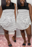 Black Fashion Striped Print Sleeveless Dress