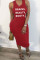Red Fashion Sexy Letter Printed Sleeveless Dress
