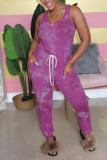 Purple Fashion Casual Printed Sleeveless Vest Jumpsuit