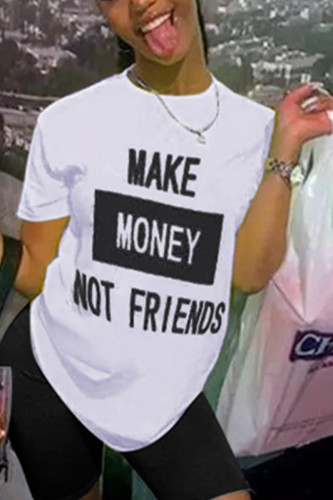 Black Fashion Casual Letter Print T-shirt