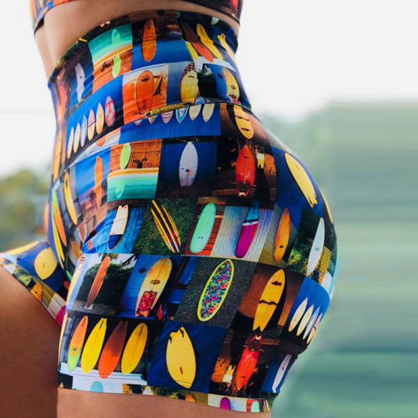 Multicolor Fashion Sports Printed Skinny Shorts