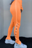 Orange Fashion Casual Stitching Sports Trousers