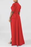 Red Fashion Short Sleeve Irregular Tops