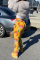 Yellow Fashion Casual Printed Sports Trousers