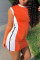 Orange Sexy Tank Sleeveless O neck Step Skirt skirt Solid Club Dresses
