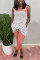 Pink Fashion Striped Print Sleeveless Top Trouser Set