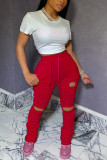 Red Fashion Casual Slim Track Pants