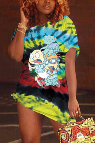 Multicolor Fashion Casual Printed Loose Dress
