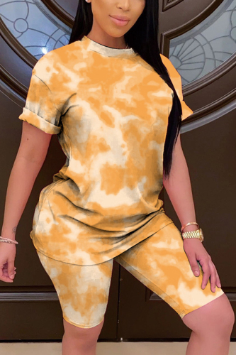 EarthYellow Fashion Casual Printed T-shirt Shorts Set