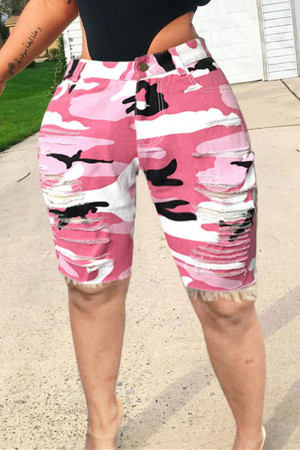 Pink Fashion Sexy Printed Skinny Jeans