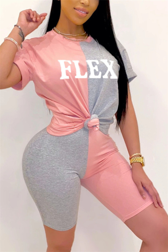 PinkGray Fashion Letters Printing Patchwork Set