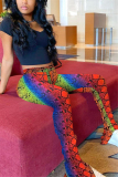Multicolor Fashion Casual Printed Slim Trousers