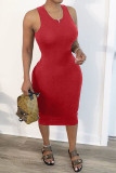 Red Sexy Fashion Sleeveless Slim Dress