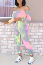 Grey Fashion Casual Printed Trousers Two-piece Set
