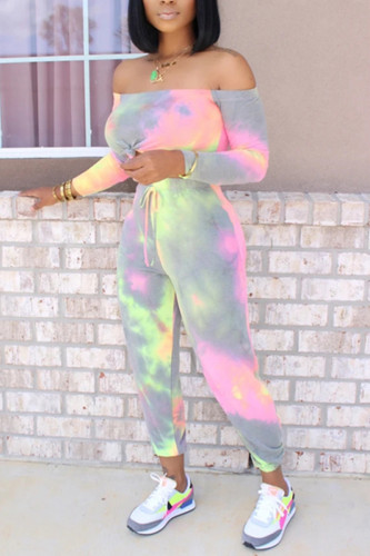 Grey Fashion Casual Printed Trousers Two-piece Set